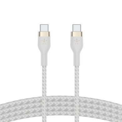 Belkin Кабель USB-С - USB-C витой, силиконовый, с ремешком на магните, 1м, белый CAB011BT1MWH фото