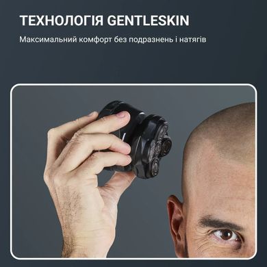 Rowenta Бритва електр. для голови Rowenta роторна Gentle Bald, бритв.головок-5, Li-Ion, сух.+волог., чорно-синій TN3110E0 фото