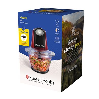 Russell Hobbs Измельчитель Desire Red, 200Вт, чаша-500мл, стекло, корпус-пластик, крассный 27130-56 фото