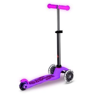 Самокат MICRO серії "Mini Deluxe Glow LED" &ndash; МОРОЗНИЙ РОЖЕВИЙ (до 50 kg, 3-х колісний, світло) MMD217 фото