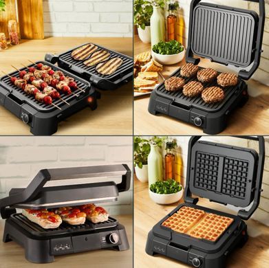Tefal Гриль с прижимной крышкой SuperGrill 4in1 2000 Вт, 3 температурных режима, съемные пластины, металл GC517DE0 фото