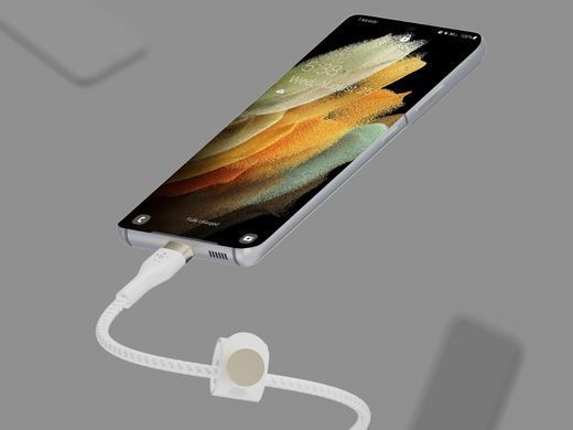 Belkin Кабель USB-С - USB-C витой, силиконовый, с ремешком на магните, 1м, белый CAB011BT1MWH фото