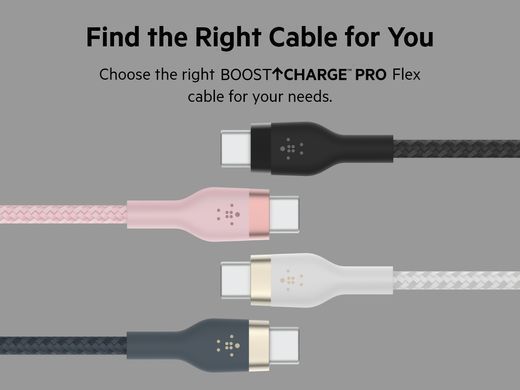 Belkin Кабель USB-С - USB-C витой, силиконовый, с ремешком на магните, 1м, белый CAB011BT1MWH фото