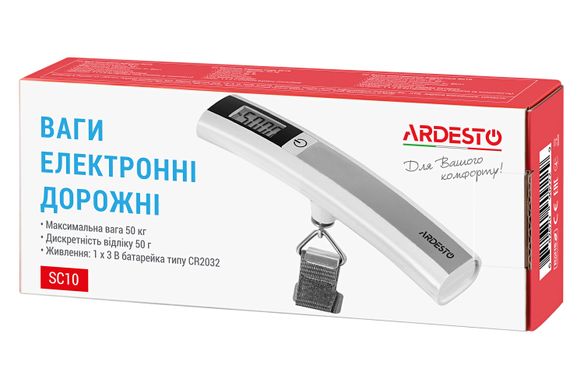 ARDESTO Весы электронные дорожные, 50кг, CR2032x1 в компл, пластик/металл, белый SC10 фото