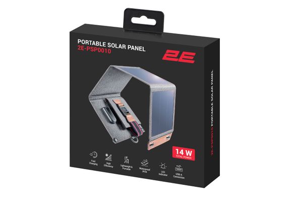 Портативна сонячна панель 2E, DC 14 Вт, USB-A 5В/2.4A 2E-PSP0010 фото
