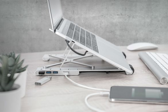 Digitus Подставка для ноутбука Variable Notebook Stand, до 17'', USB-C Dock 5-Port, серая DA-90424 фото