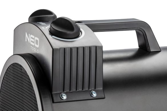 Теплова гармата електрична Neo Tools, 3кВт, 80м кв., 354м куб./г, нагр.елемент - нерж.сталь, IPX4 90-068 фото