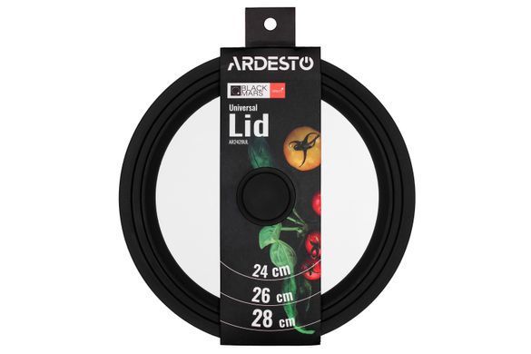 Кришка універсальна Ardesto Black Mars Smart 24/26/28 см, скло, силікон AR2428UL фото