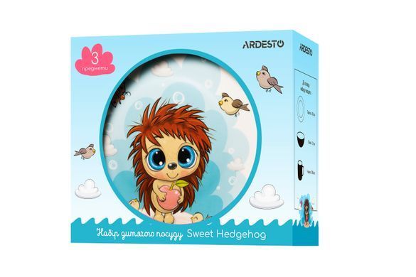 ARDESTO Набір дитячого посуду Sweet hedgehog, 3 предмети, порцеляна AR3455HS фото