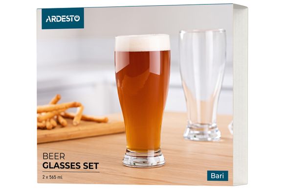 Набор стаканов для пива Ardesto Bari 565 мл, 2 шт., стекло AR2656BB фото