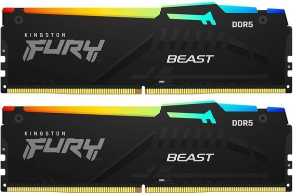 Kingston Память ПК DDR5 128GB KIT (64GBx2) 5600 FURY Beast RGB KF556C40BBAK2-128 фото