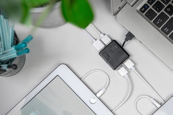 Digitus Концентратор USB 2.0, 4 порта, чорний DA-70217 фото