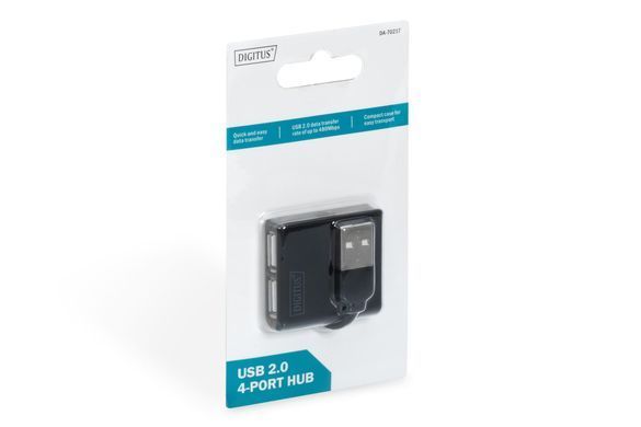 Digitus Концентратор USB 2.0, 4 порта, чорний DA-70217 фото