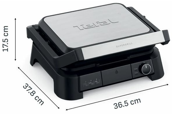 Tefal Гриль с прижимной крышкой SuperGrill 4in1 2000 Вт, 3 температурных режима, съемные пластины, металл GC517DE0 фото