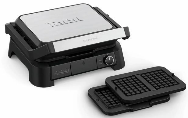 Tefal Гриль с прижимной крышкой SuperGrill 4in1 2000 Вт, 3 температурных режима, съемные пластины, металл GC517DE0 фото