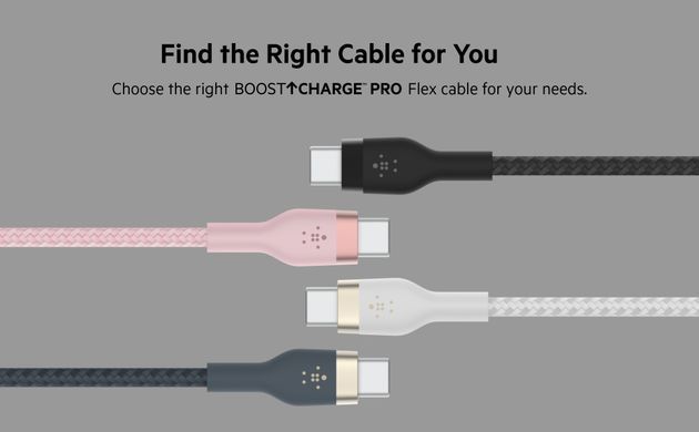 Belkin Кабель USB-С - USB-C витой, силиконовый, с ремешком на магните, 1м, белый CAB011BT1MWH фото