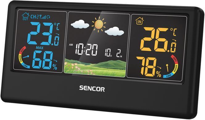 Sencor Метеостанция, внутр/наруж измерение, темп-ра, влажность, время, прогноз погоды, чёрный SWS4100B фото