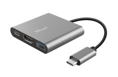 USB-хаб Trust Dalyx 3-in-1 Multiport USB-C Adapter ALUMINIUM - купити в інтернет-магазині Coolbaba Toys
