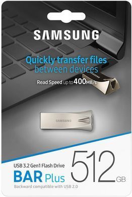 Samsung Накопичувач 512GB USB 3.1 Type-A Bar Plus Срібний MUF-512BE3/APC фото