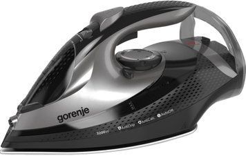 Gorenje Праска, 3250Вт, 420мл, паровий удар-250гр, верт. відпарювання, антинакип, автовідключення, керам. підошва, чорний SIH3200BKS фото
