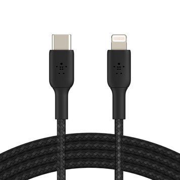Belkin Кабель USB-C > Lightning заряджання/синхронізації 2м, 30Вт, Type-C, плетений, чорний CAA004BT2MBK фото