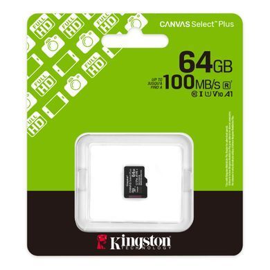Kingston Карта памяти Kingston microSD 64GB C10 UHS-I A1 V10 R100MB/s SDCS3/64GBSP фото