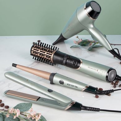 Remington Фен-щітка Botanicals, 800Вт, 2 режими, іоніз-я, оберт., хол. обдув, кераміка, м'ятно-чорний AS5860 фото