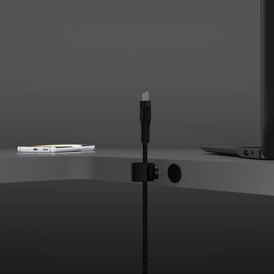 Belkin Кабель USB-С - USB-C витой, силиконовый, с ремешком на магните, 1м, черный CAB011BT1MBK фото