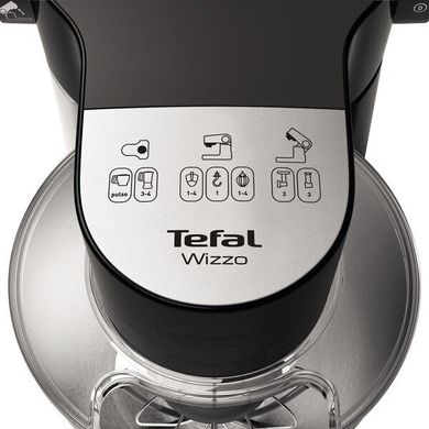 Кухонна машина Tefal 0 Wizzo Upgrade, 1000Вт, чаша-пластик, корпус-пластик, насадок-6, чорний QB319838 фото