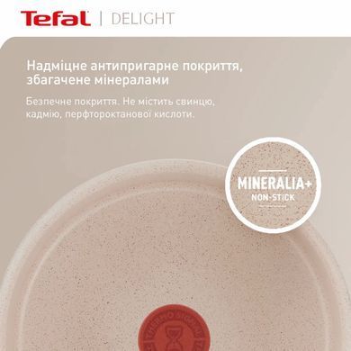 Tefal Сковорода Delight, 24см, алюминий, бакелит, бежевый G2930402 фото