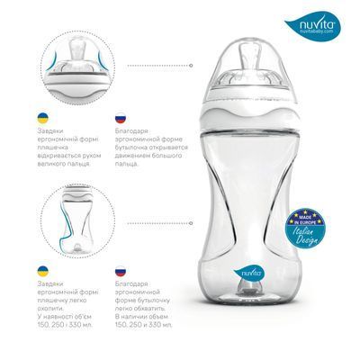 Nuvita Детская бутылочка 6051 Mimic Collection 330мл 4м+ Антиколиковая белая NV6051BIANCO фото