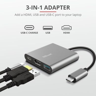 USB-хаб Trust Dalyx 3-in-1 Multiport USB-C Adapter ALUMINIUM 23772_TRUST фото