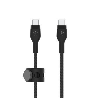 Belkin Кабель USB-С - USB-C витой, силиконовый, с ремешком на магните, 1м, черный CAB011BT1MBK фото