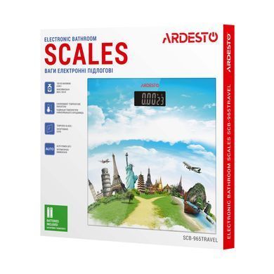ARDESTO Ваги підлогові TRAVEL, 150кг, 2хААА в комплекті, скло, різнокольорові SCB-965TRAVEL фото