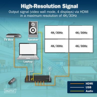 Digitus Контроллер видеостены 4K HDMI Video Wall 2x2 DS-55358 фото