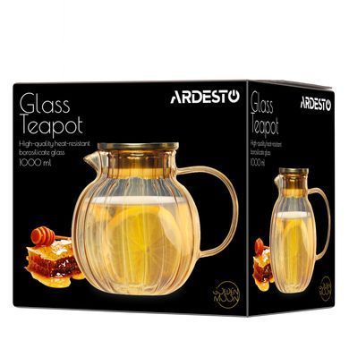 ARDESTO Заварник Golden Moon 1000мл, боросилікатне скло, бамбук, золотистий