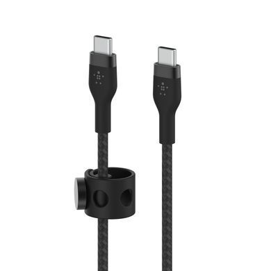Belkin Кабель USB-С - USB-C витой, силиконовый, с ремешком на магните, 1м, черный CAB011BT1MBK фото