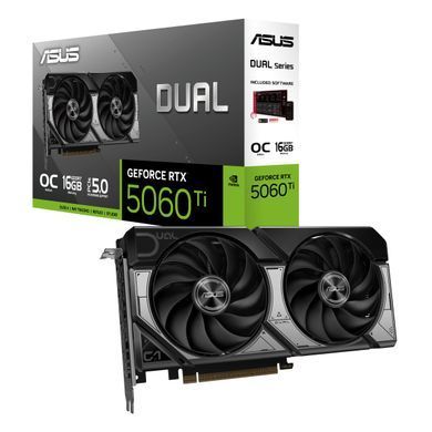 ASUS Видеокарта GeForce RTX 5060 TI 16GB GDDR7 OC DUAL-RTX5060TI-O16G 90YV0MH0-M0NA00 фото