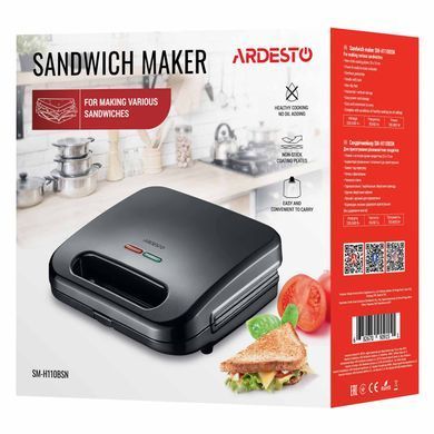 Сендвічмейкер Ardesto SM-H110BSN/2 сендвіча/700Вт/чорний SM-H110BSN фото