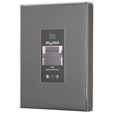 ARDESTO Пододеяльник Mix&Match Premium, 160х220см, 100% хлопок, сатин, серый