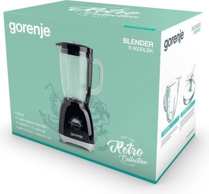 Gorenje Блендер стаціонарний 800Вт, чаша-1800мл, скло, чорний