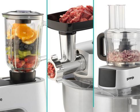 Gorenje Gorenje kitchen machine 1500W, display, cup-iron, case-iron +plastic, nozzles-7, silvery MMC1500SCX фото