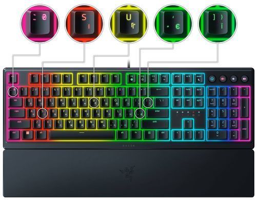 Razer Клавиатура механическая Ornata V3 104key, Mecha-Membrane Switch, USB-A, EN/UK, RGB, чёрный RZ03-04462100-R371 фото