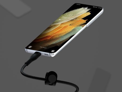 Belkin Кабель USB-С - USB-C витой, силиконовый, с ремешком на магните, 1м, черный CAB011BT1MBK фото