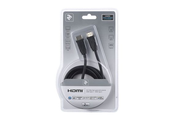 Кабель 2Е HDMI 2.0 (AM/AM) Molding Type 2м Black 2EW-1002-2m фото