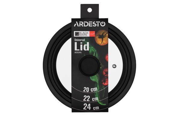 Кришка універсальна Ardesto Black Mars Smart 20/22/24 см, скло, силікон AR2024UL фото