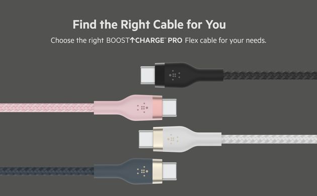 Belkin Кабель USB-С - USB-C витой, силиконовый, с ремешком на магните, 1м, черный CAB011BT1MBK фото