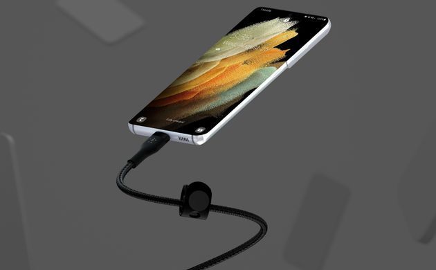 Belkin Кабель USB-С - USB-C витой, силиконовый, с ремешком на магните, 1м, черный CAB011BT1MBK фото