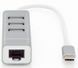 Концентратор-адаптер DIGITUS USB Type-C, 3xUSB+Fast Ethernet 3 - магазин Coolbaba Toys