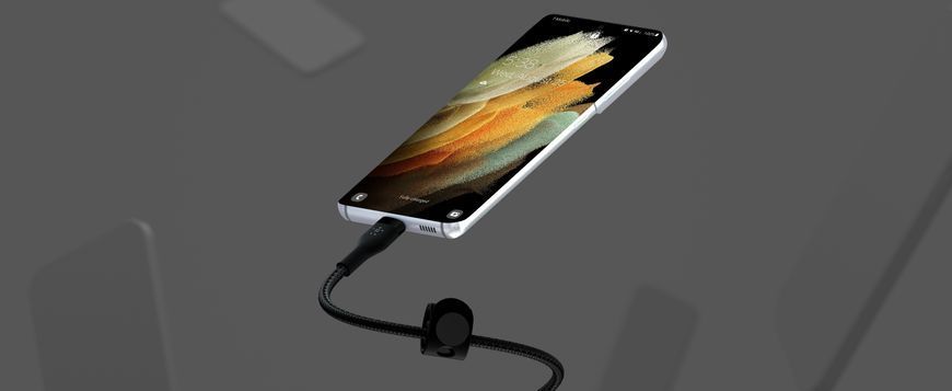 Belkin Кабель USB-С - USB-C витой, силиконовый, с ремешком на магните, 1м, черный CAB011BT1MBK фото